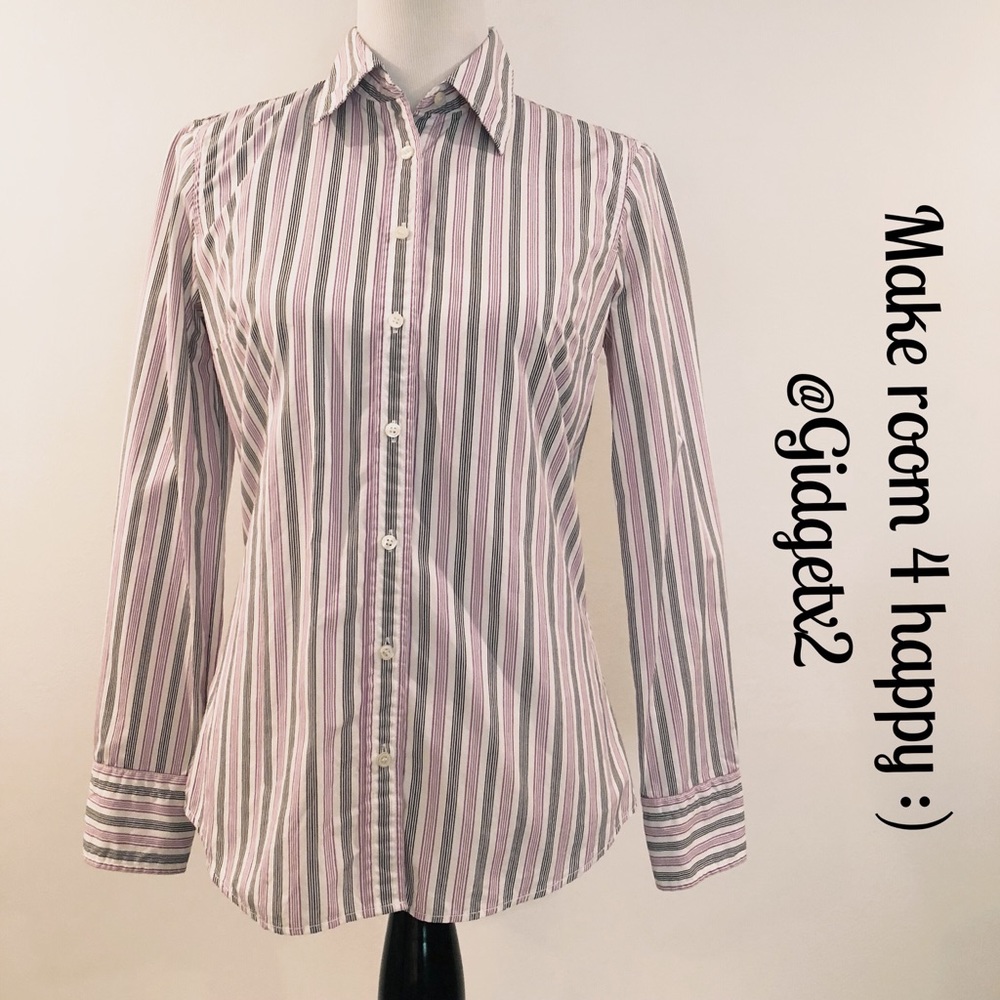 J. Crew black/purple/white stripe button down S